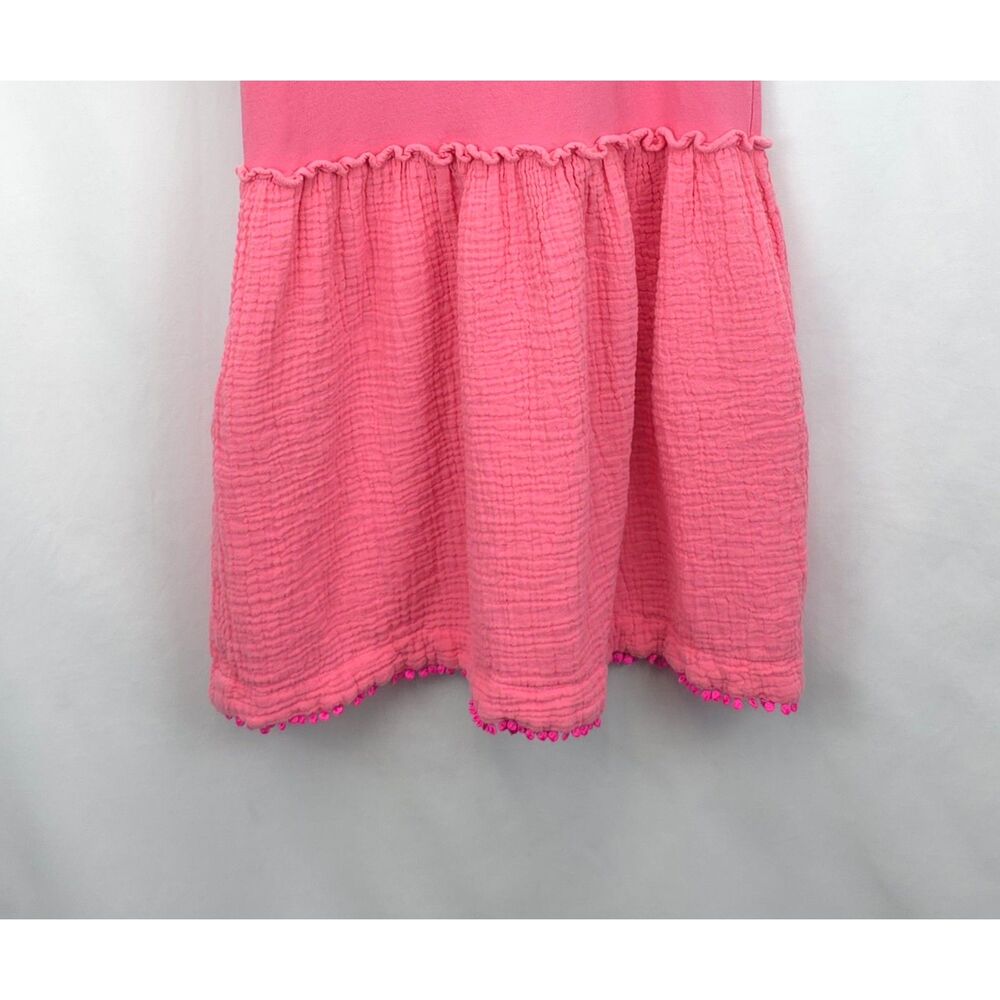 Girl's Mini Boden Mix Texture Dress Embroidered Short Sleeve Dress Size 9-10 Y - Picture 4 of 5